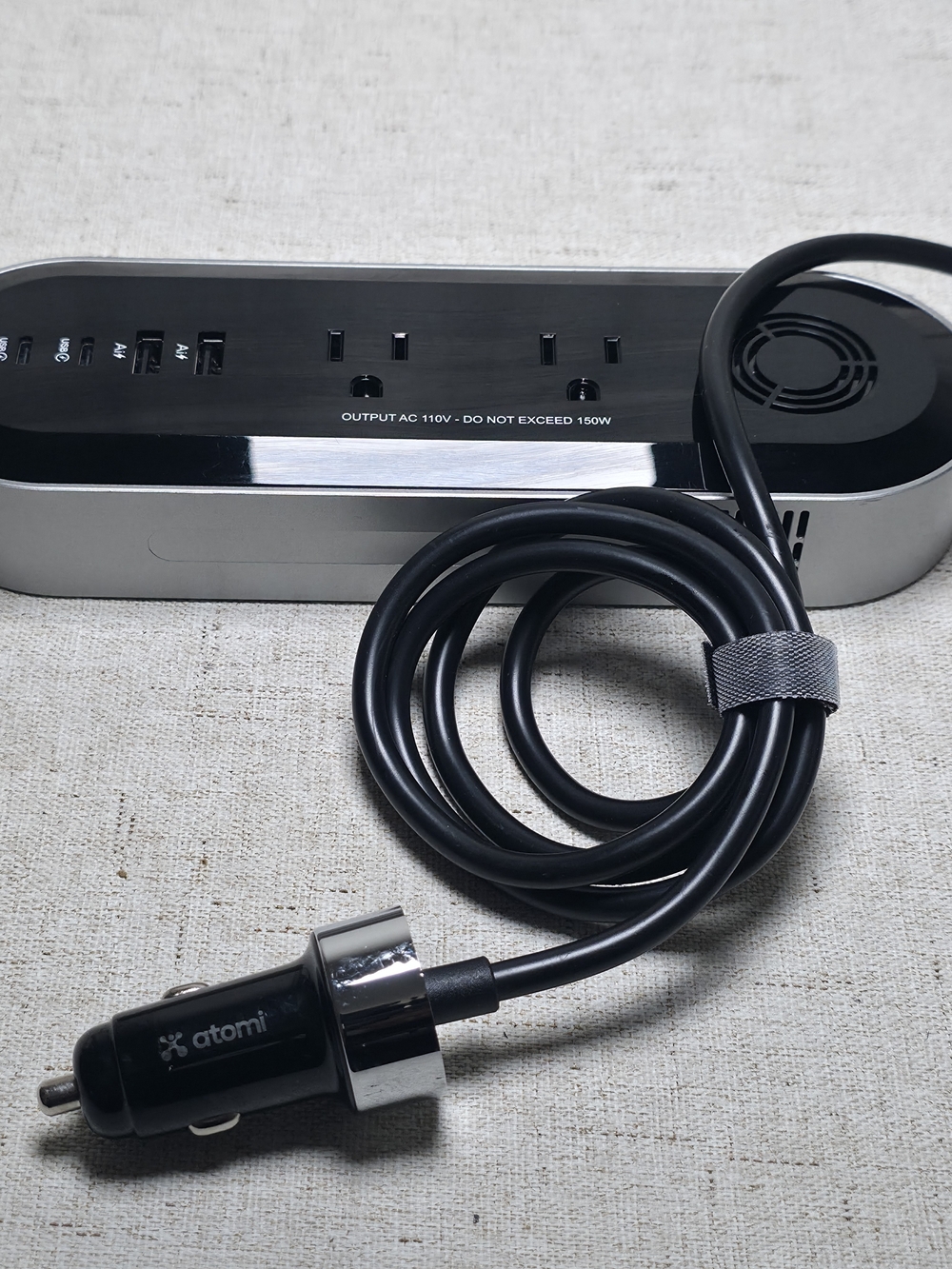 Black Car Power Inverter with USB Ports